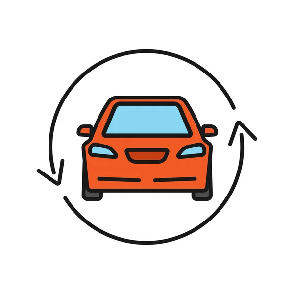 Πολύχρωμο Αυτοκίνητο Εικονίδιο Βέλους Κύκλο Που Απομονώνονται Λευκό Φόντο — Διανυσματικό Αρχείο