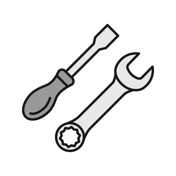 Colorful Screwdriver Spanner Icons Isolated White Background — Stock Vector