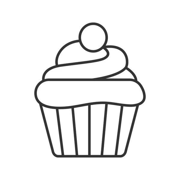 Cupcake Lineaire Pictogram Witte Achtergrond — Stockvector