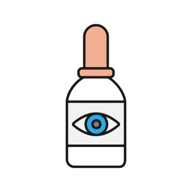 Beyaz arka plan üzerinde izole simgesi renkli göz damlası