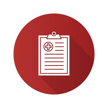 Tıbbi rapor düz tasarım simgesi beyaz arka plan üzerinde izole