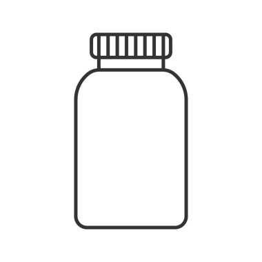 Doğum kontrol hapları doğrusal simgesi beyaz arka plan üzerinde şişe