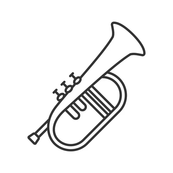 Icona Lineare Flugelhorn Sfondo Bianco — Vettoriale Stock