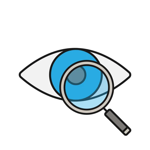 Bunte Auge Mit Lupe Symbol Isoliert Auf Weißem Hintergrund — Stockvektor