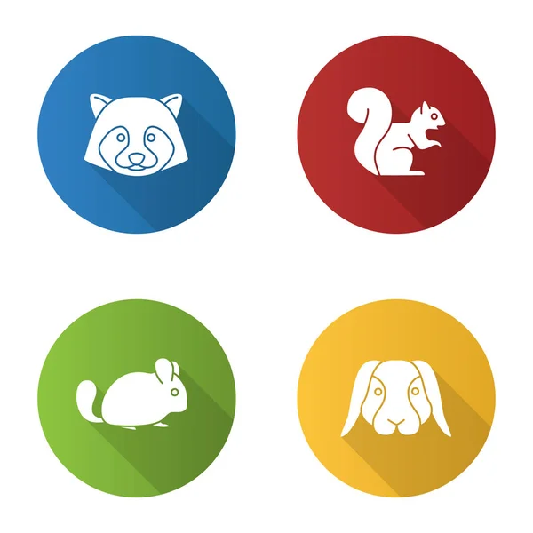 Conjunto Iconos Mascotas Colores Aislados Sobre Fondo Blanco — Vector de stock