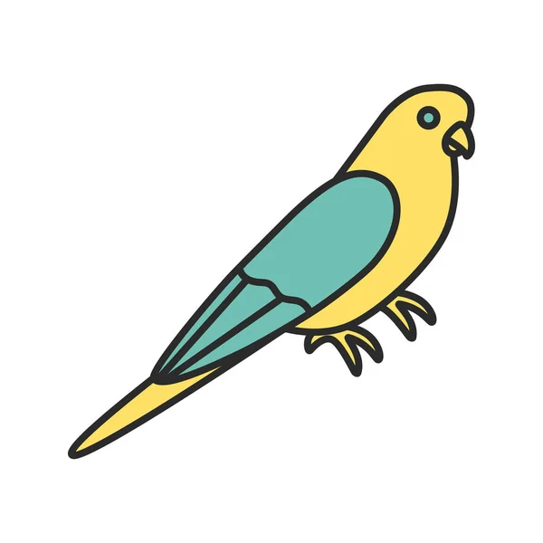 Budgerigar Icône Colorée Isolé Sur Fond Blanc — Image vectorielle