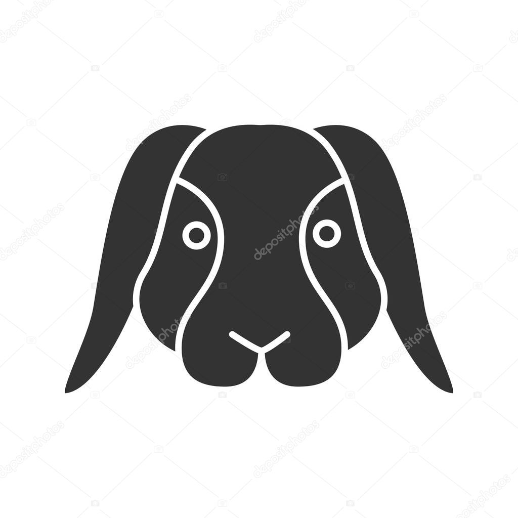 Dwarf rabbit glyph icon isolated on white background