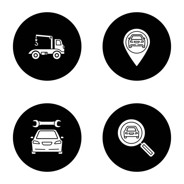 Auto conjunto de ícones de glifo oficina —  Vetores de Stock