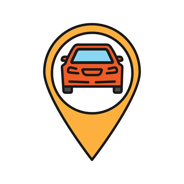 Mapa apontar com carro dentro —  Vetores de Stock