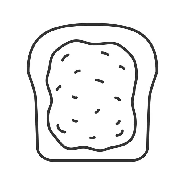 Roti panggang dengan selai atau mentega linear ikon - Stok Vektor