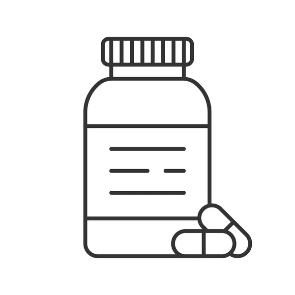 Pillen fles lineaire pictogram — Stockvector