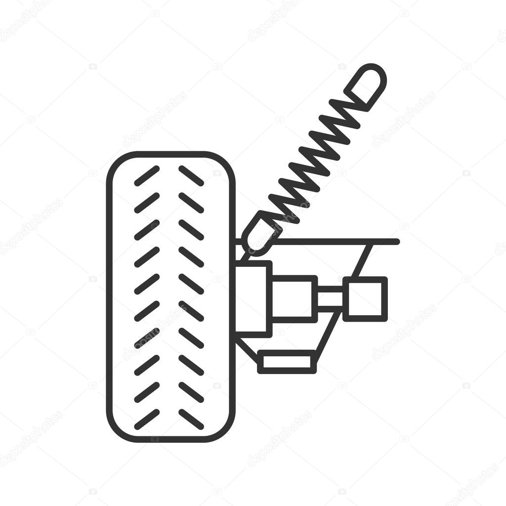 Car suspension linear icon. Thin line illustration. Shock absorber. Contour symbol. Vector isolated outline drawing