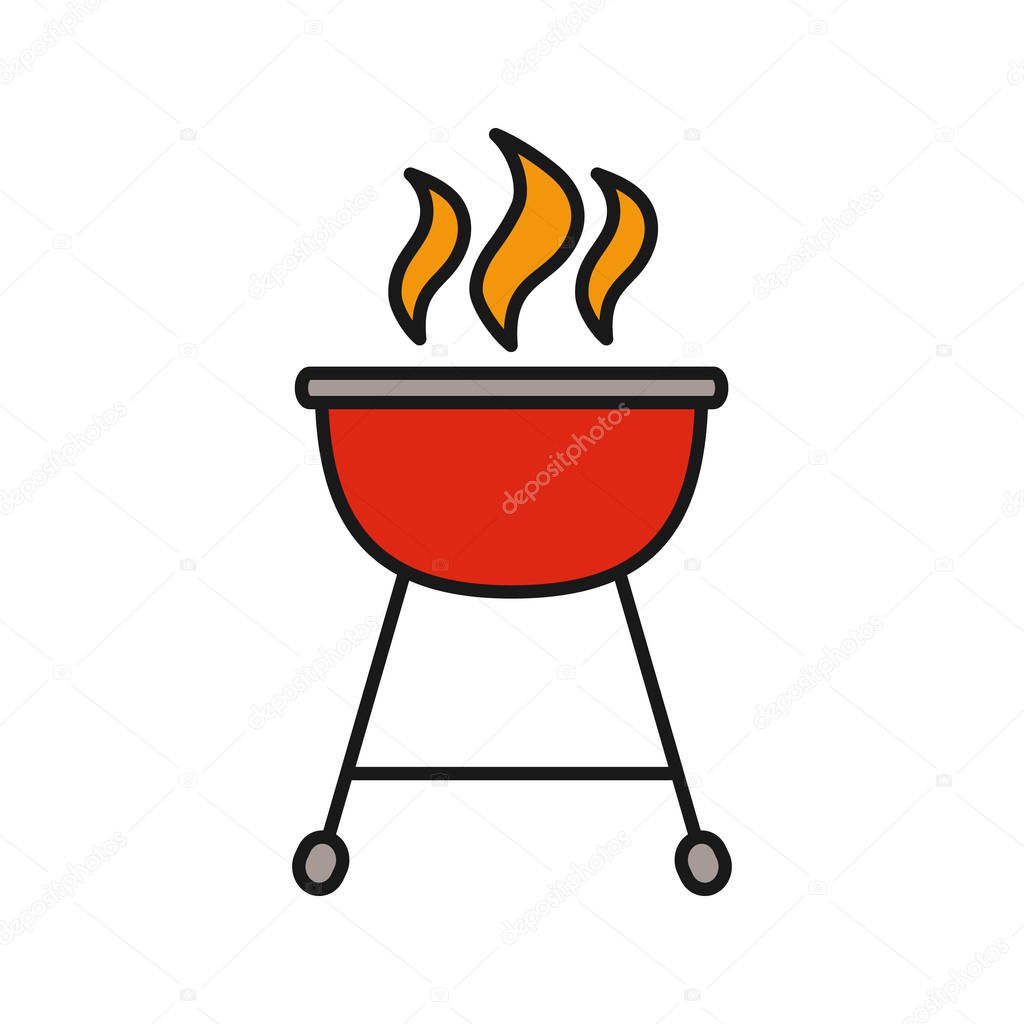 Kettle barbecue grill color icon. Isolated vector illustration