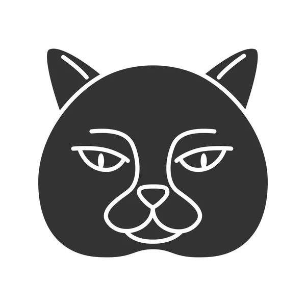 British shorthair cat glyph icon — Stock Vector