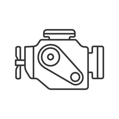 Araba motoru doğrusal simgesi. İnce hat illüstrasyon. Motorlu. Kontur sembolü. Çizim vektör izole anahat