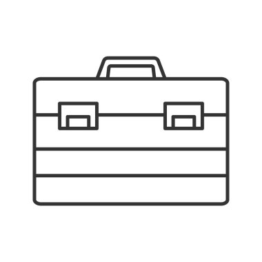 İnşaat araç kutusu doğrusal simgesi. İnce hat illüstrasyon. Hödük. Kontur sembolü. Çizim vektör izole anahat