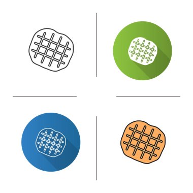 Belçika waffle simgesi. Tasarım, doğrusal düz ve stilleri renk. İzole vektör çizimler