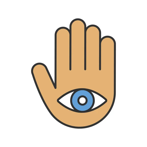 Значок Цвета Глаз Руке Рука Фатимы Изолированная Векторная Иллюстрация — стоковый вектор