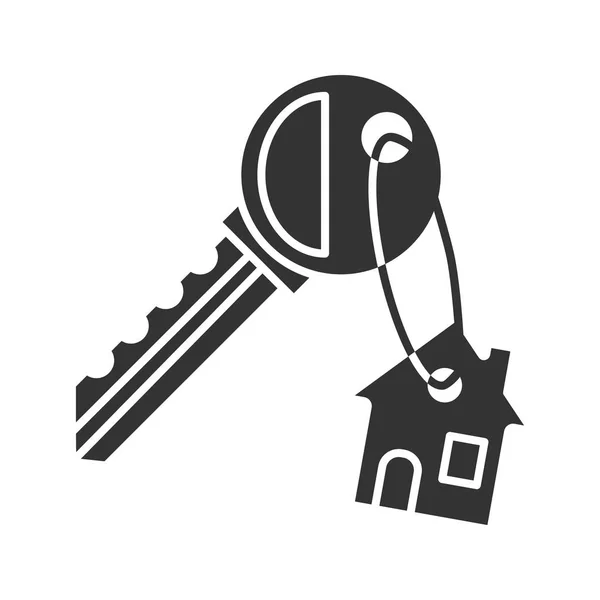 Clé Avec Bibelot Maison Glyphe Icône Symbole Silhouette Immobilier Espace — Image vectorielle