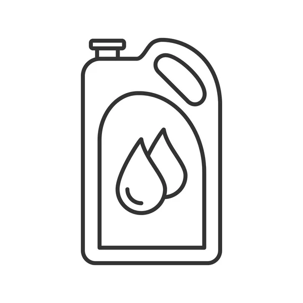 马达油线形图标 塑料杰瑞罐头与液体下落 燃料容器 细线插图 轮廓符号 矢量隔离轮廓图 — 图库矢量图片