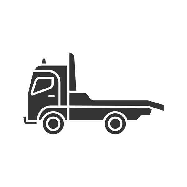 Tow Truck Glyph Ikonen Bil Vrakplundrare Utsug Siluett Symbol Negativa — Stock vektor