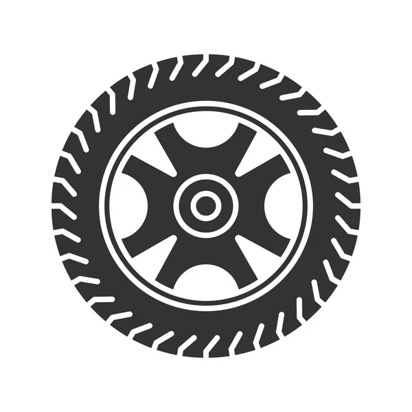 Car Rim Tire Glyph Icon Automobile Wheel Silhouette Symbol Negative — Stock Vector