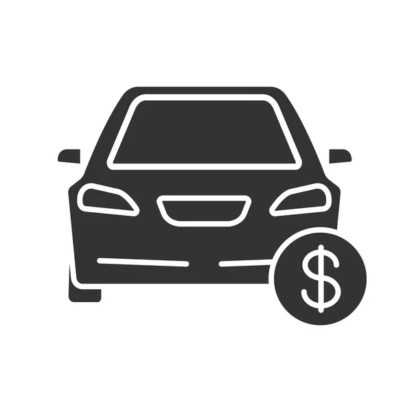 Coche Con Símbolo Del Dólar Icono Del Glifo Compra Venta — Vector de stock