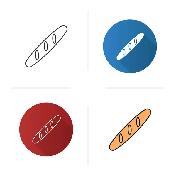 Icono Baguette Diseño Plano Lineal Estilos Color Pan Pan Francés — Vector de stock