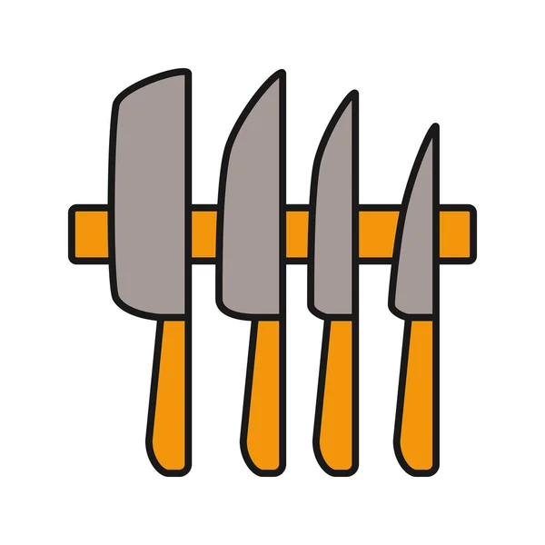 Knives Set Color Icon Isolated Vector Illustration — Stock Vector