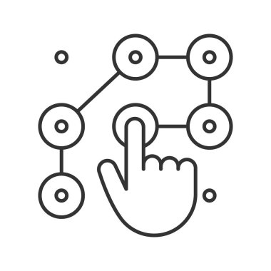 Kilit desen doğrusal simgesi. İnce hat illüstrasyon. El giren smartphone parola. Kontur sembolü. Çizim vektör izole anahat