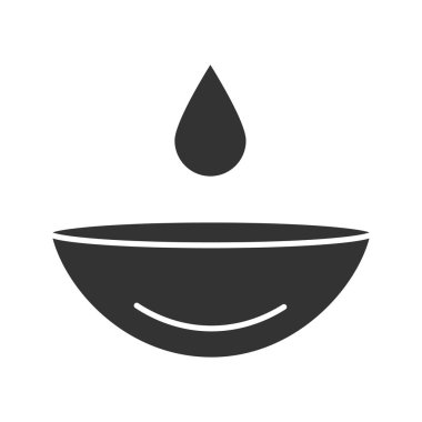 Göz Kontakt lens damla glif simgesi olan. Kontakt lens rewetting. Siluet simge. Negatif alan. İzole vektör çizim