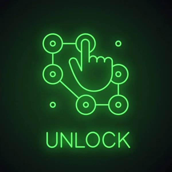 Ikona Zámku Vzor Neonové Světlo Ruční Zadávání Smartphone Heslo Bezpečnostní — Stockový vektor