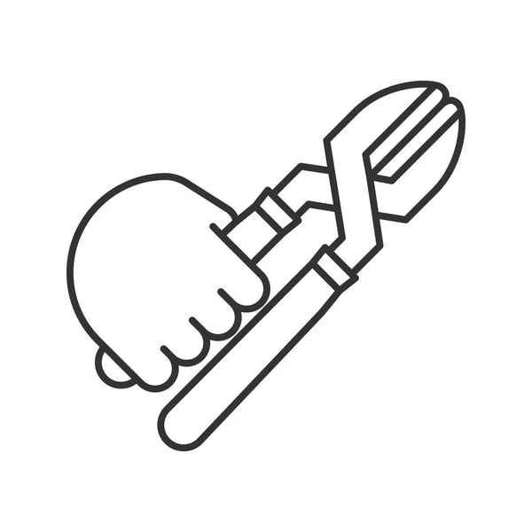Hand Hält Schneidzange Lineares Symbol Schmalspur Illustration Schreiner Reparateur Kontursymbol — Stockvektor