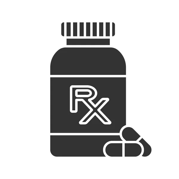Piller Flaska Glyph Ikonen Mediciner Siluett Symbol Negativa Utrymme Isolerade — Stock vektor