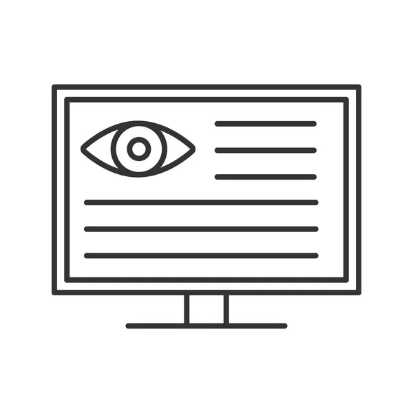 Ícone Linear Computador Diagnóstico Olho Ilustração Fina Exame Visual Símbolo — Vetor de Stock