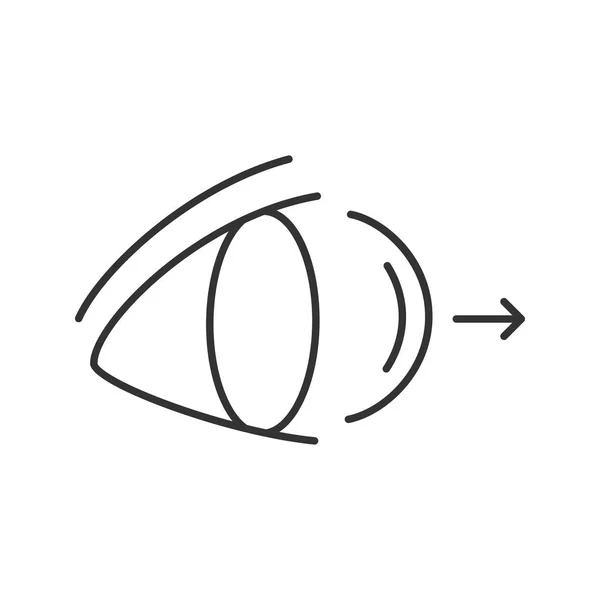 眼との接触のレンズ取り外し線形アイコン 細い線の図 輪郭のシンボル ベクトル分離外形図 — ストックベクタ