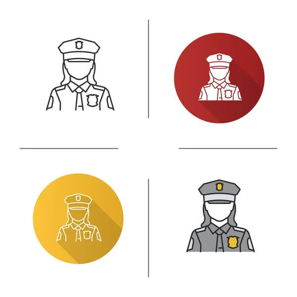 Politieagente Pictogram Politieagent Cop Flat Design Lineaire Kleur Stijlen Geïsoleerde — Stockvector