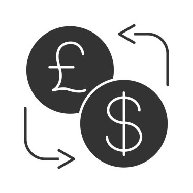 Döviz Alım Satım Doları ve İngiliz Sterlini düz simgesi, vektör, illüstrasyon