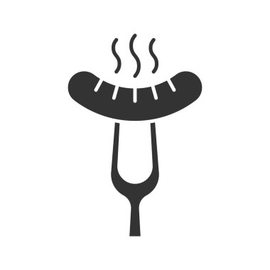 Çatal düz simgesi, vektör, illüstrasyon ızgara sosis