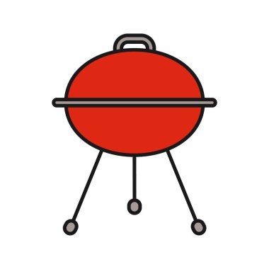 Su ısıtıcısı Barbekü Izgara renk simgesi, vektör, illüstrasyon