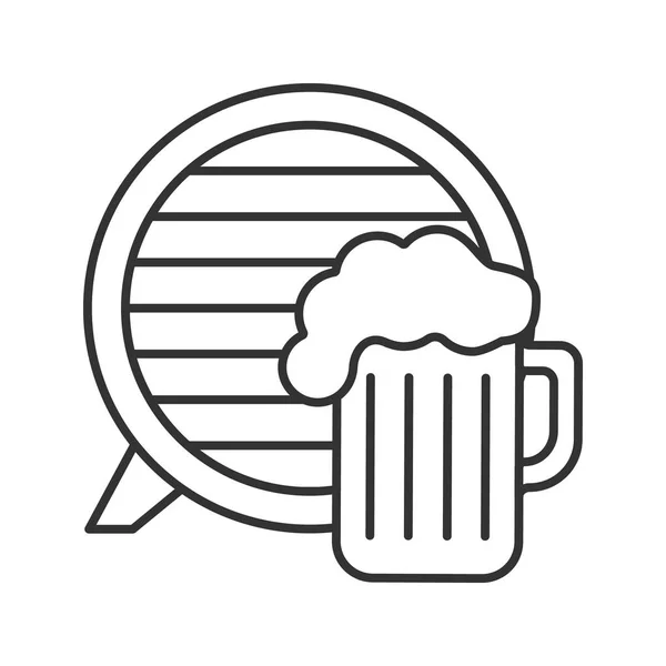 ビールのジョッキとバレル フラット アイコン ベクトル イラスト — ストックベクタ