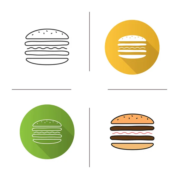 Burger Platt Ikoner Vektor Illustration — Stock vektor