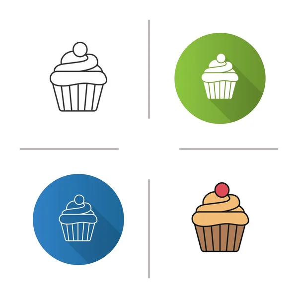 Cupcake Flache Symbole Vektor Illustration — Stockvektor
