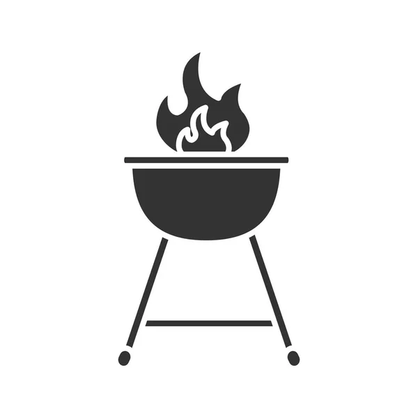 Waterkoker Barbecue Grill Glyph Pictogram Vector Illustratie — Stockvector