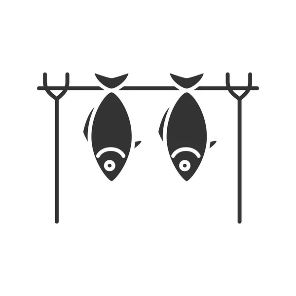 Icono Glifo Pescado Parrilla Vector Ilustración — Archivo Imágenes Vectoriales