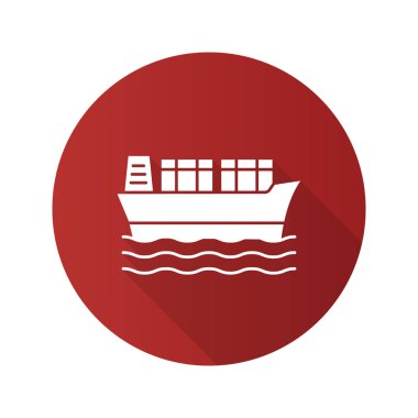 Kargo gemisi düz tasarım uzun gölge kutsal kişilerin resmi, vektör, illüstrasyon