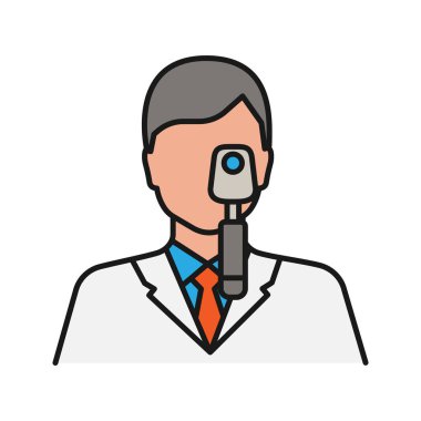 Doktor ophthalmoscope renk simgesi, vektör, illüstrasyon