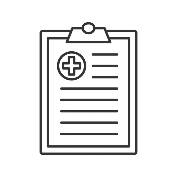 Informe Médico Icono Lineal Vector Ilustración — Vector de stock