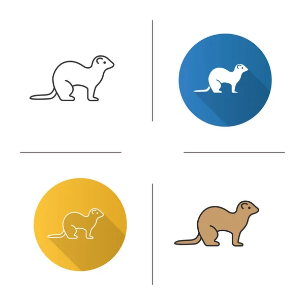 Ferret Flat Icons Vector Illustration — Stock Vector