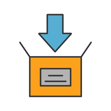 Beyaz arka plan üzerinde renkli simge ambalaj koli